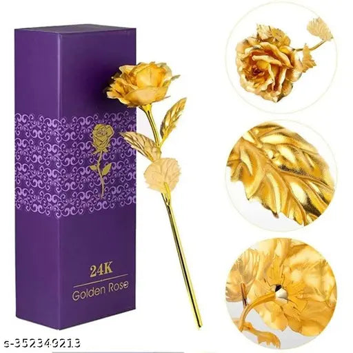 Artificial Golden 24K Gold Plated Rose Flower