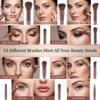 Professional Makeup Brush Set With Pouch Soft Synthetic Bristles (13 Pc Set)
