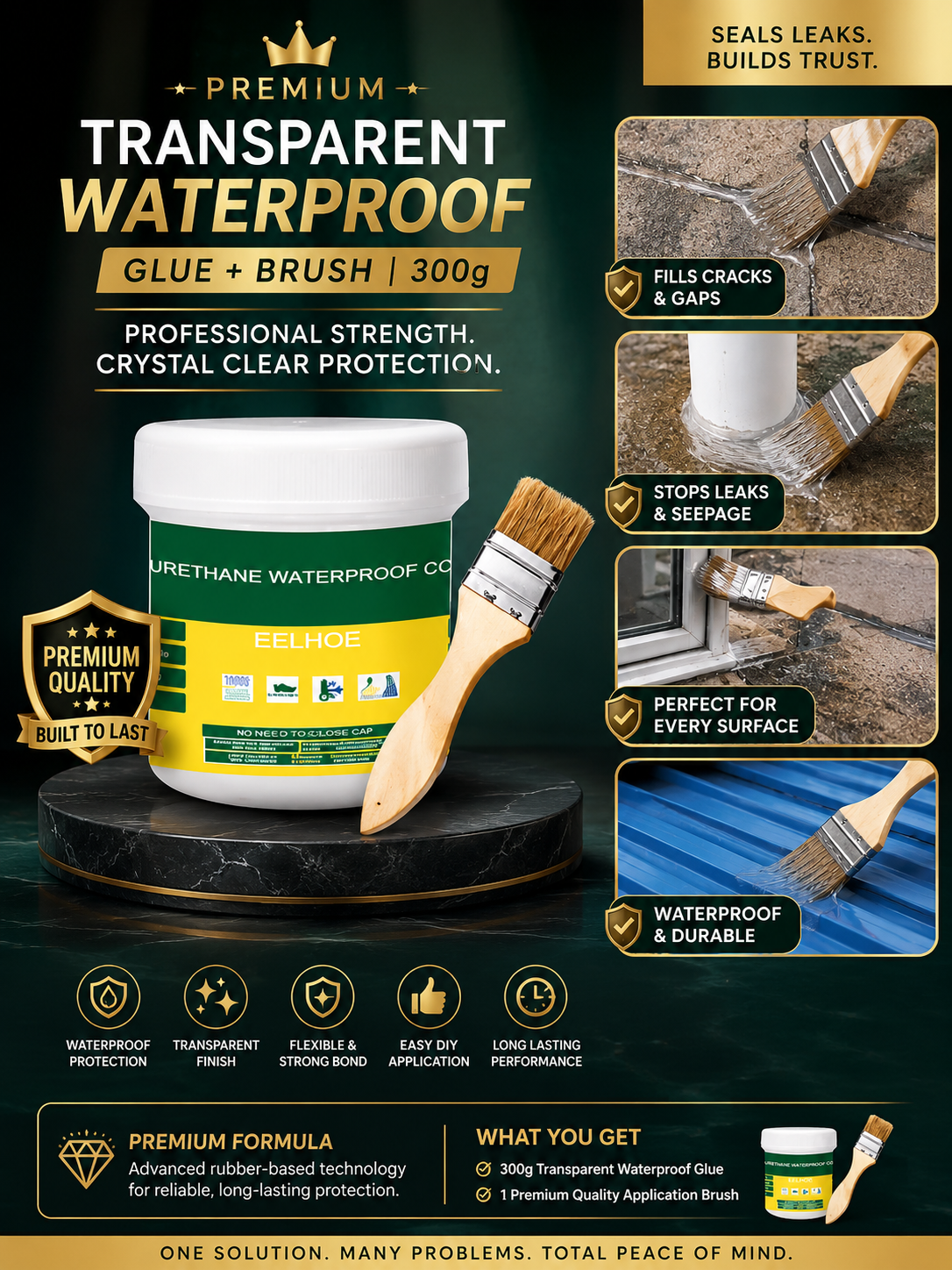 Transparent Waterproof Glue + Brush