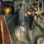 Solar Rechargeable Camping Lamp With Carabiner Clip Warm Led Bulb Light (1 Pc)