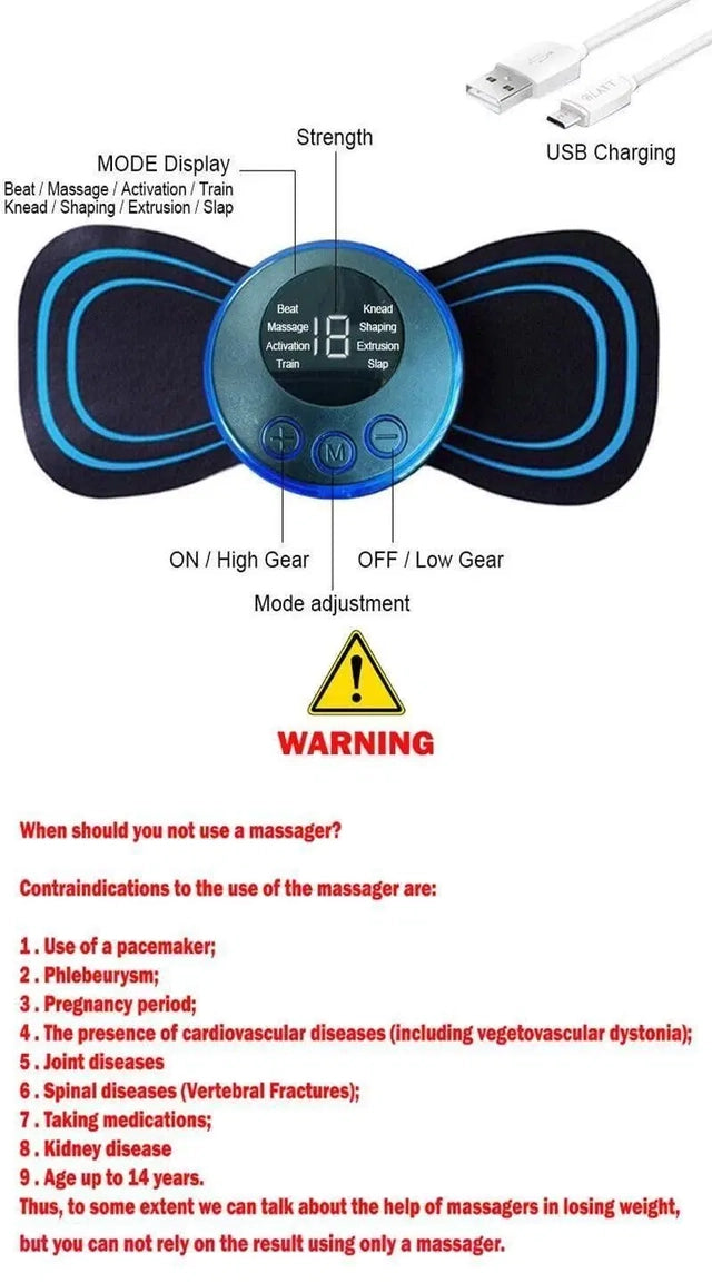 Rechargeable Mini Massager with 8 Modes and 19 Strength Levels.