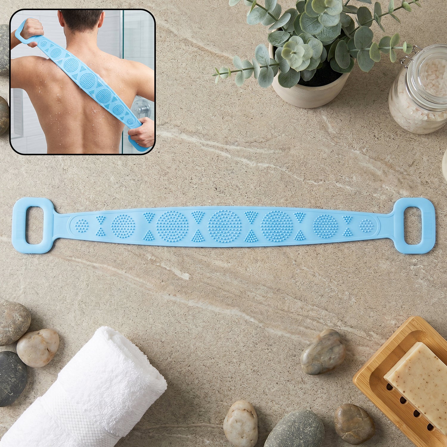 Long Silicone Body Back Scrubber Belt For Bath (1 Pc)