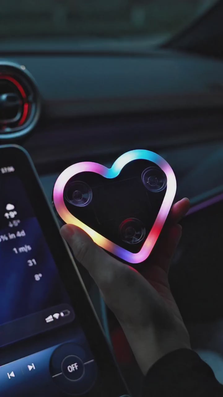 Heart Shaped Car Window Light with Suction Cups Solar Powered
