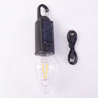 Solar Rechargeable Camping Lamp With Carabiner Clip Warm Led Bulb Light (1 Pc)